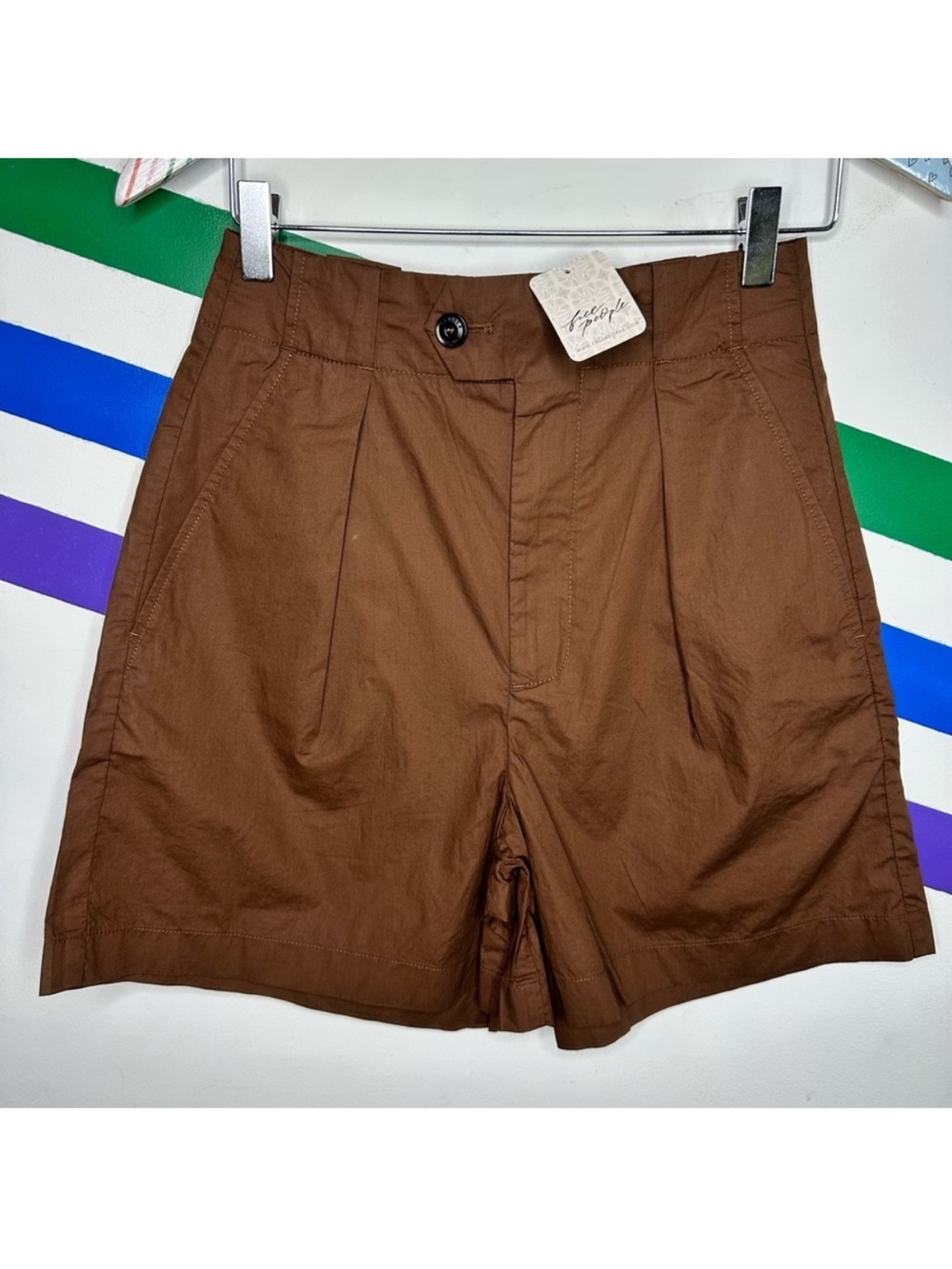 Closed Brand Free People Poplin Pleated Shorts high waisted Brown Size 24